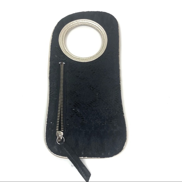 Hands-Free Bracelet Wallet - Arza Design Clutch Metallic Blue Shimmer Mini Bag - Picture 5 of 16